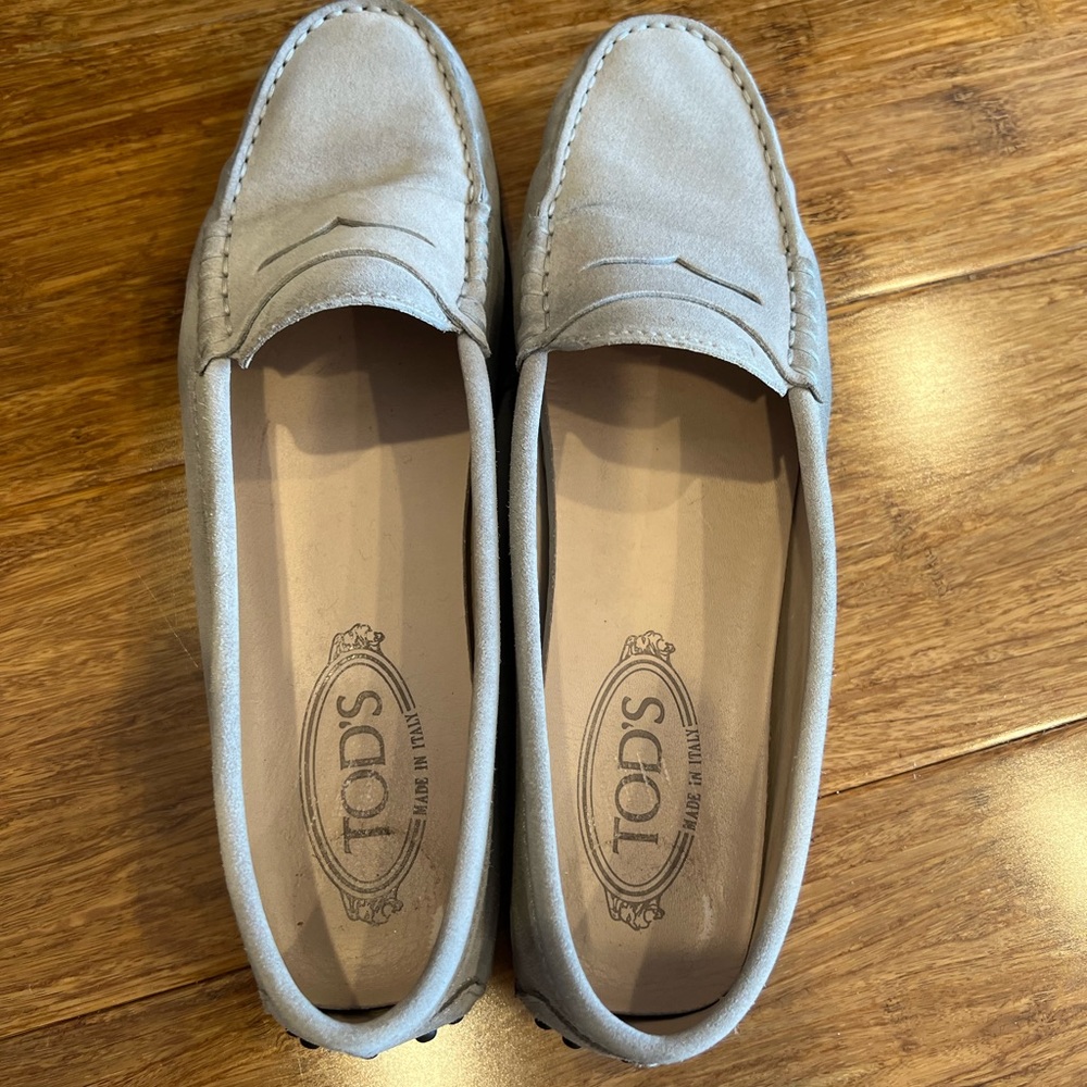 TODโS CITY GOMMINO DRIVING SHOES IN SUEDE - light grayish taupe color size 39 - Picture 14 of 16
